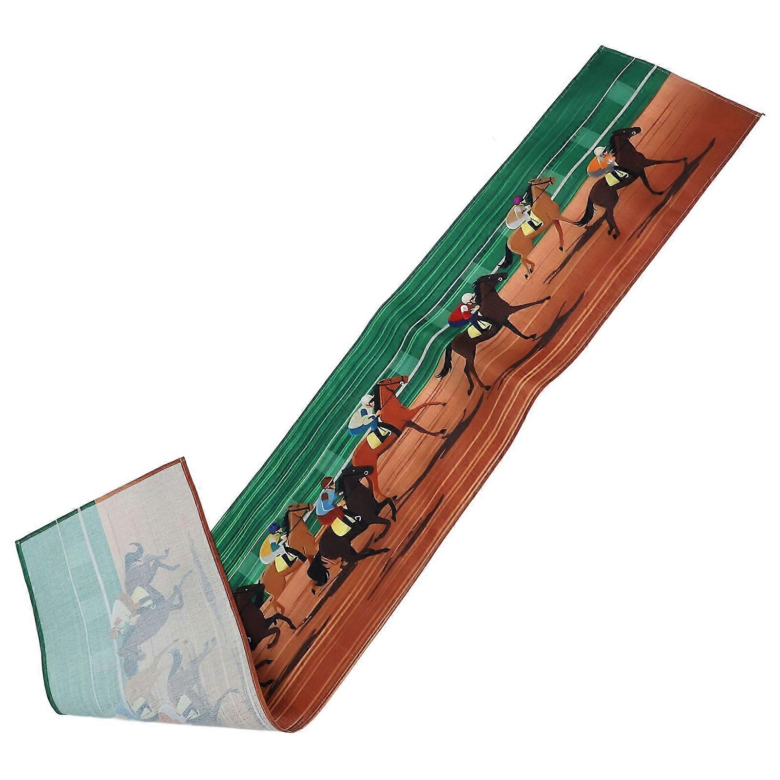 Horse Racing Party Table Runner for Decoration Use Green Linen Table Cloth