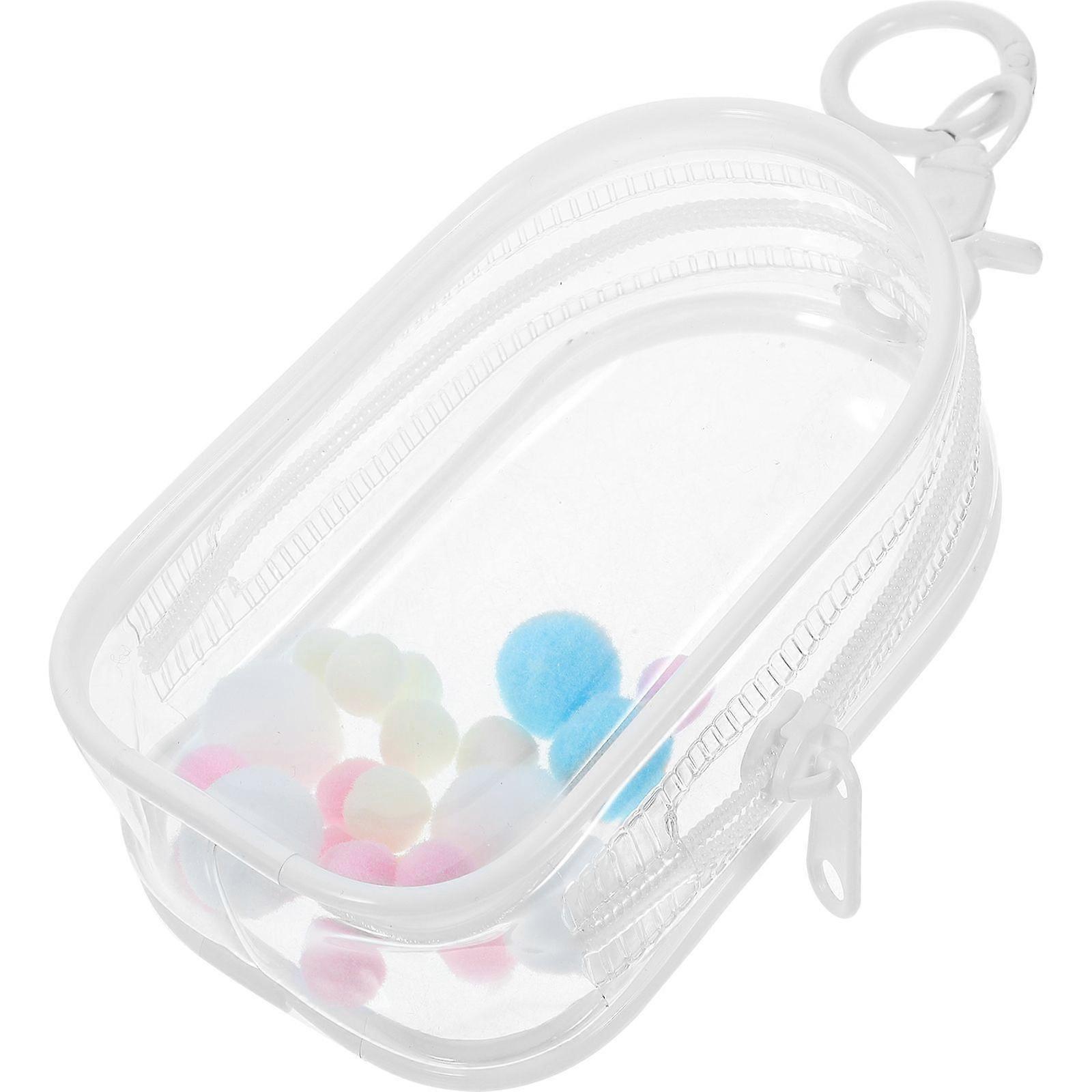 1 Set Clear Doll Display Case Keychain Doll Bag Display Pouch With Hanging Hook Keychain Accessory