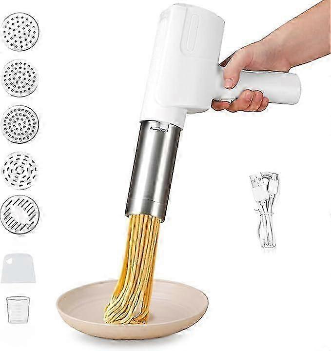 Electric Pasta Machine, Automatic Handheld Noodle Maker, for the Household, 2000 mAh Multifunctional Pasta Machine with 5 Press Moulds