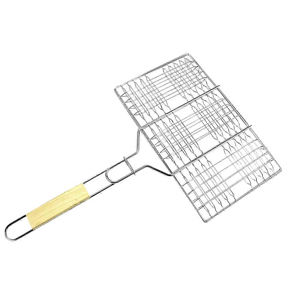 Grilled Fish Clip Wooden Handle Multipurpose Barbecue Grill Tool 1Pcs