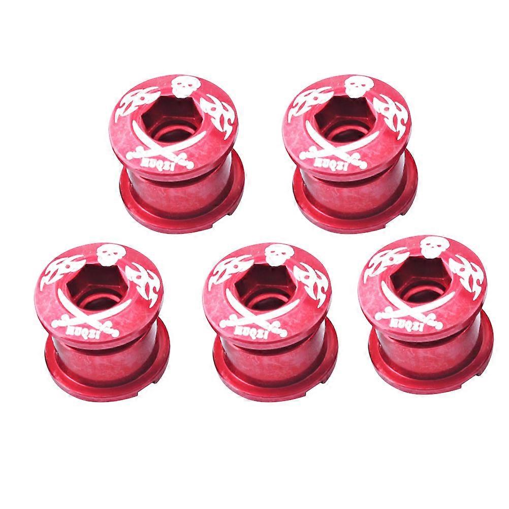 Aluminum Alloy 5Pcs Crankset Screws for Bicycle Use in Red Color