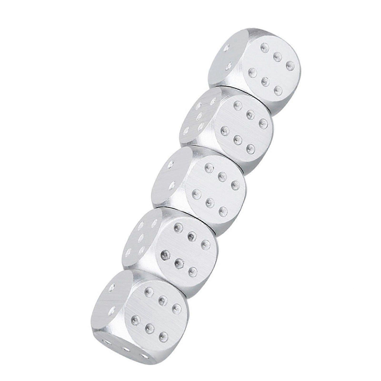 5pcs Aluminium Alloy Table Game Poker Games Dices Set with Storage Box (Silver Rectangle Box)