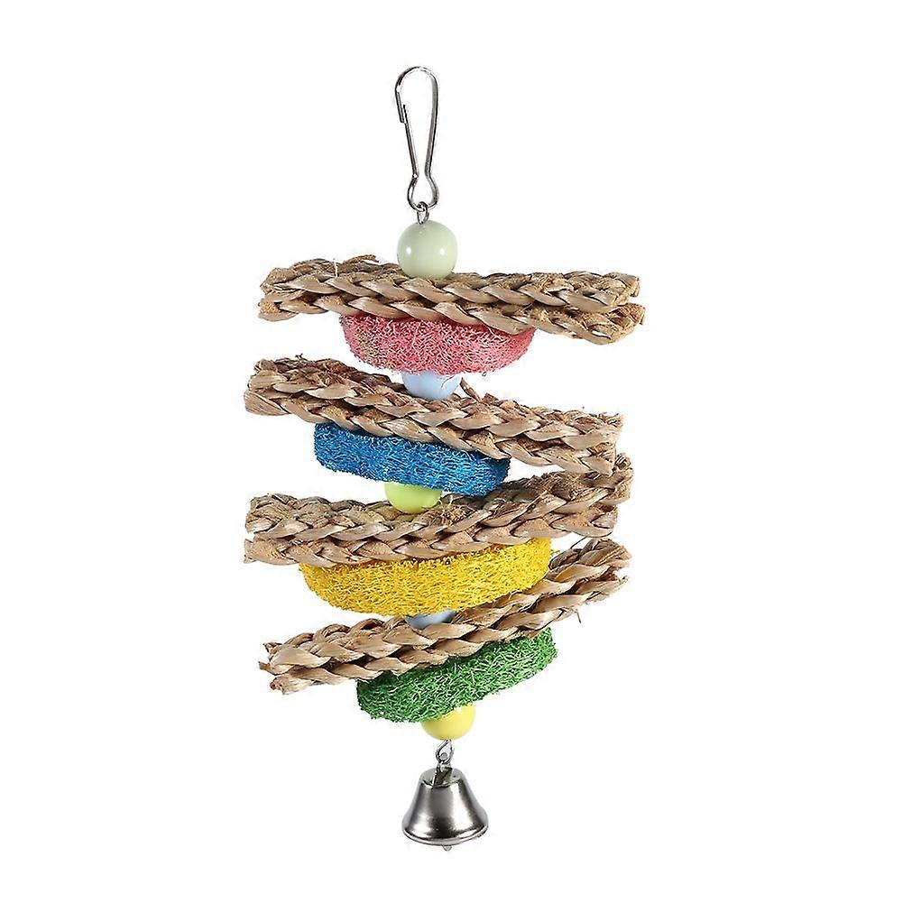 Towel Gourd Handmade Chewing Pecking Toys With Bell for Parrots Birds Have Fun