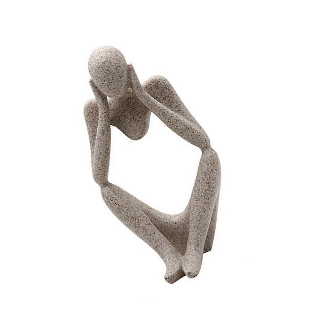 2Pcs Thinker Statue Abstract Sculpture for Decor Desktop Decoration Grey