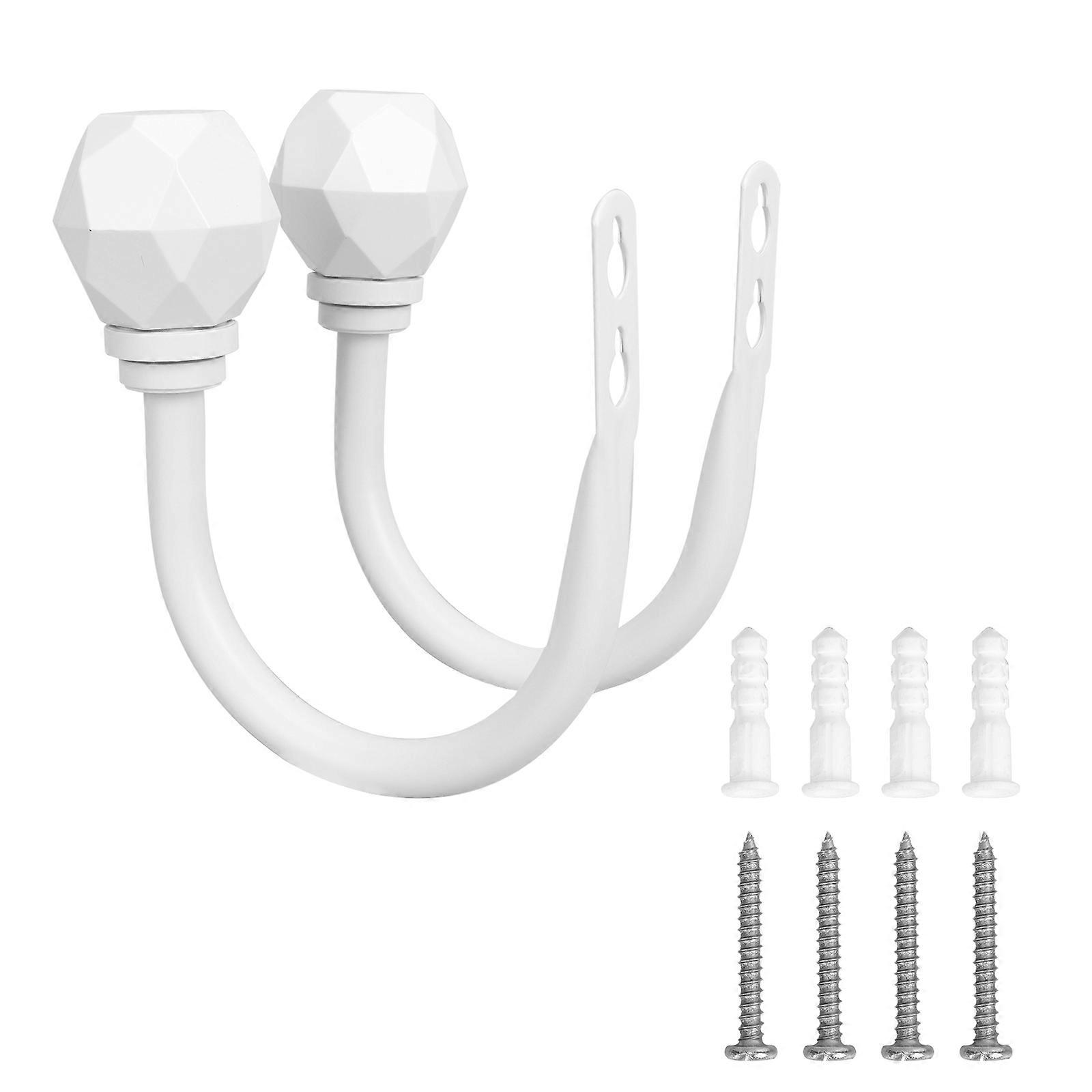 Iron Curtain Holdbacks U-Shape Hooks for Curtain Decoration 4Pcs White