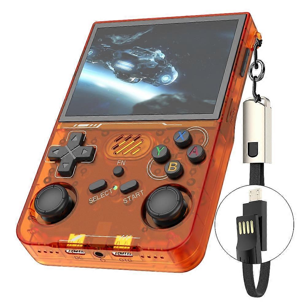 2pc R36xx Retro Handheld Game Console WiFi Version with 64G Card - Transparent Orange