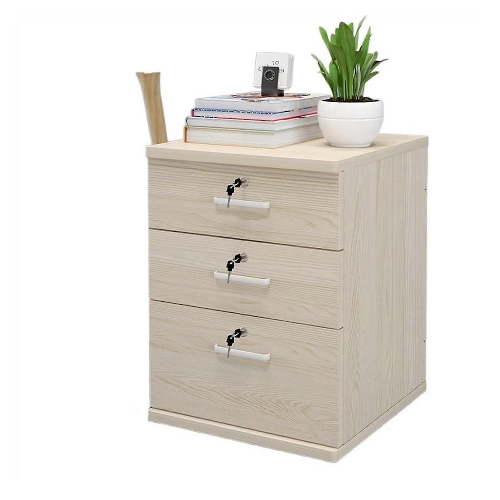 Wooden 3 Drawer Mobile File Cabinet In White Finish With 4 Wheels For Office Or Closet Storage