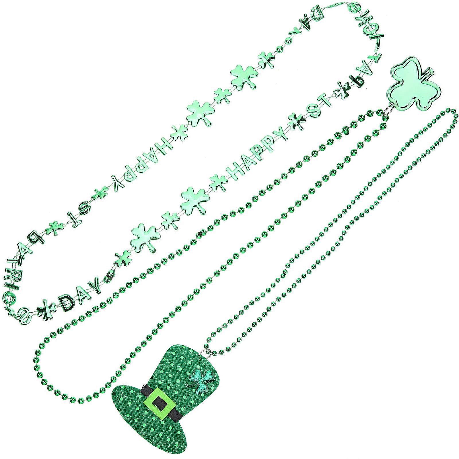24Pcs St Patricks Clover Necklace Set for Decoration