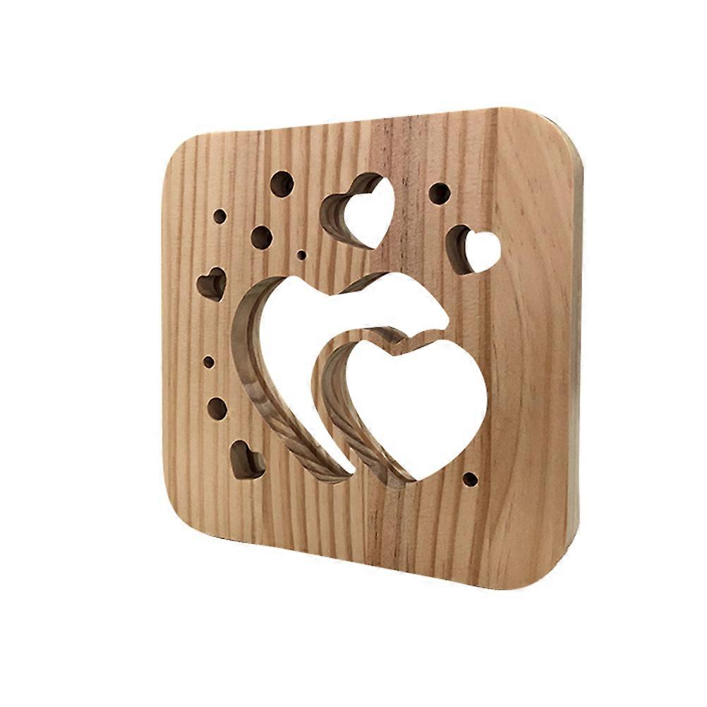 Hollow Night Lamp Wooden Ambient Light for Lighting Use 2Pcs Pack