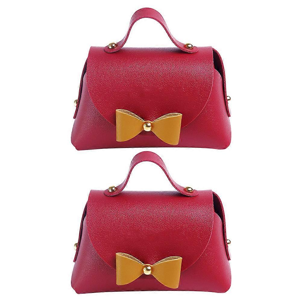 Rosettknutna Bröllopsgodispåse Röd för 2-delars godisask Festgåva