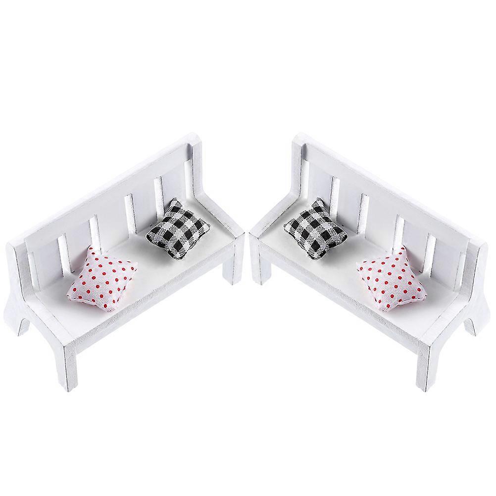 Small Bench Models White Mini Furniture for Decoration 4Sets