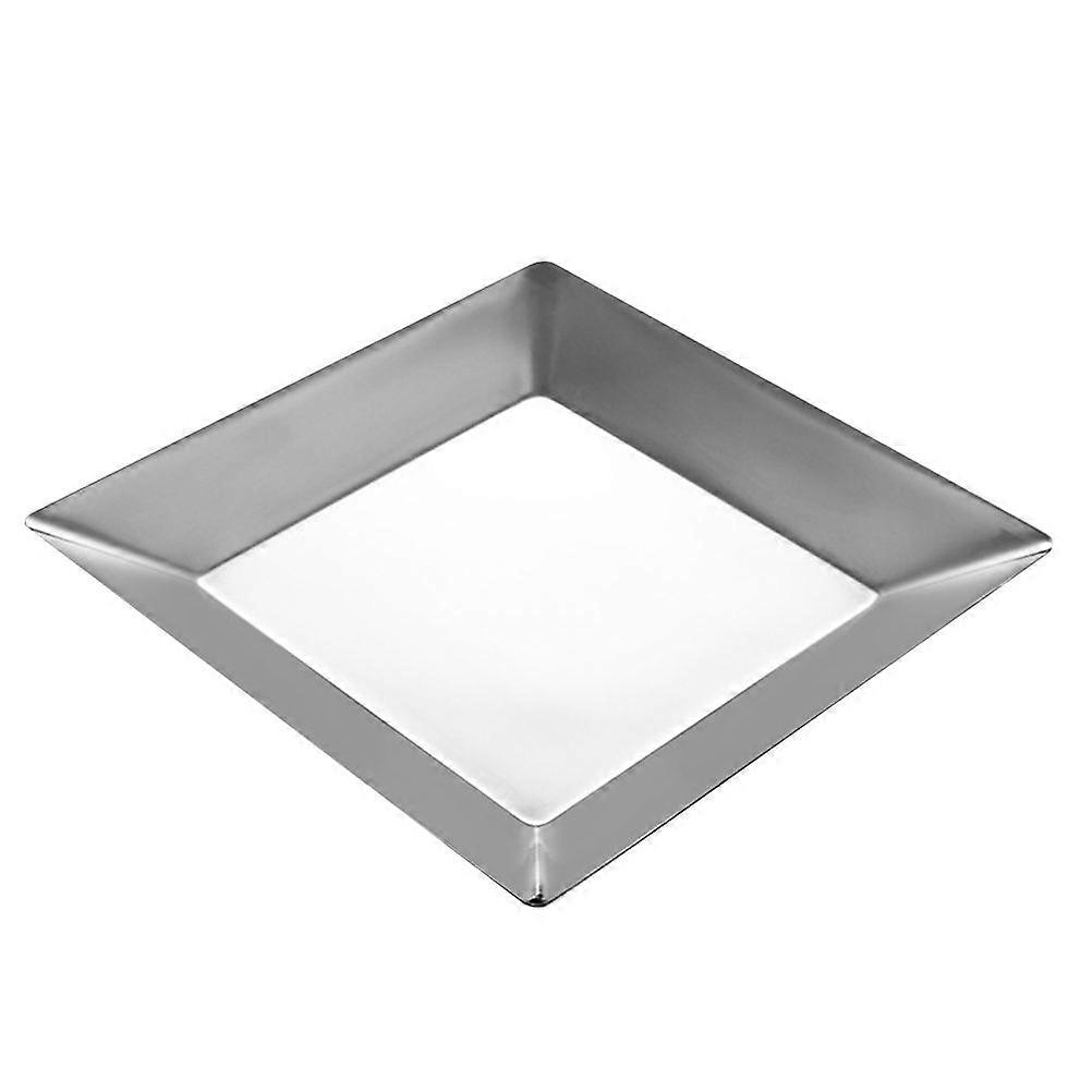 Square Food Serving Plate Stainless Steel Plate for Home Use Silver
