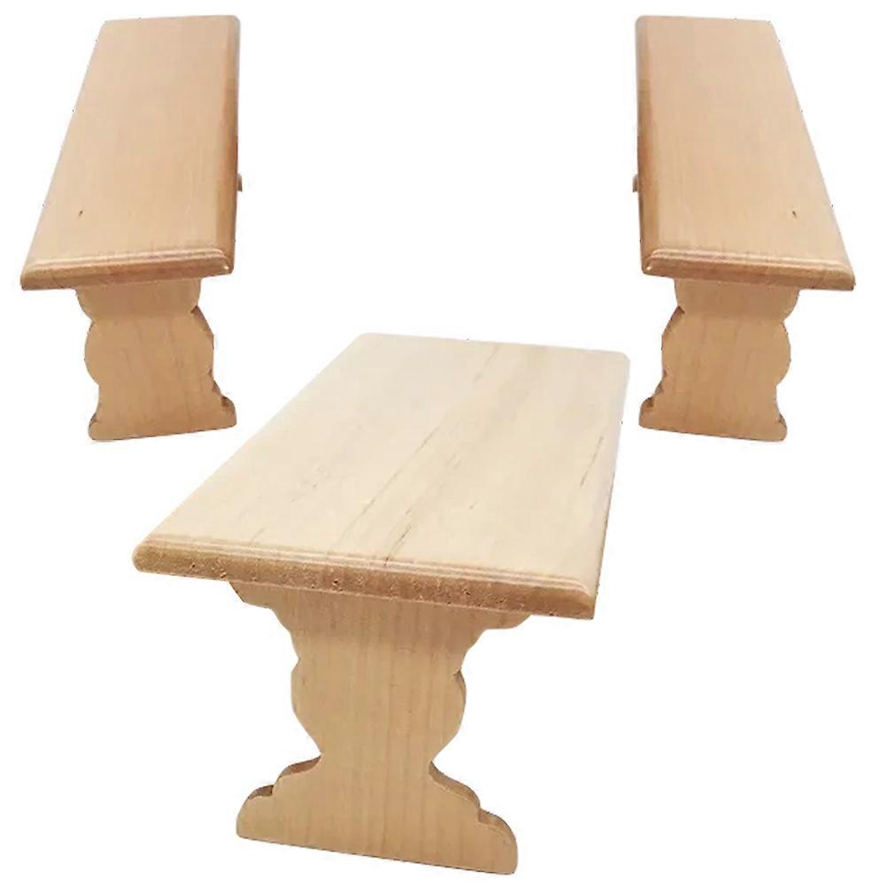 Miniature Furniture Model Wooden Bench for Playing 4Sets Doll House