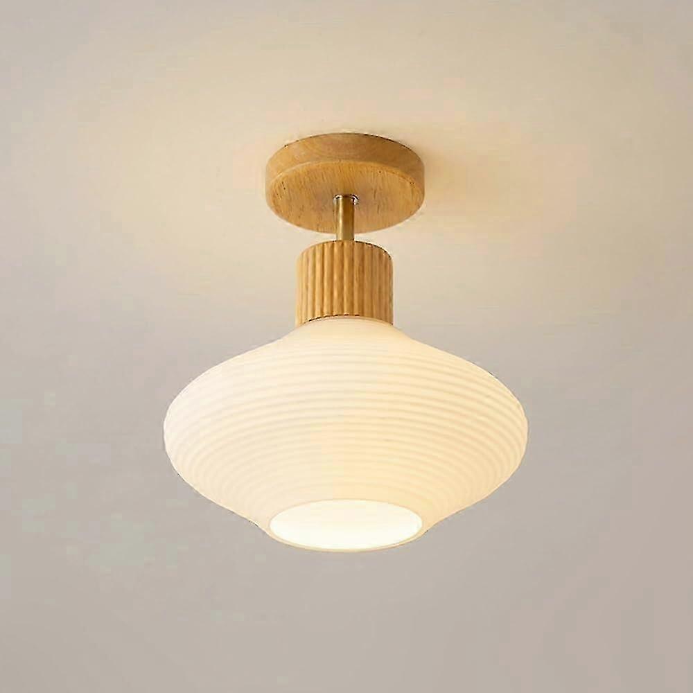 Semi-recessed ceiling light, modern ceiling light with white corrugated groove glass shade 2025