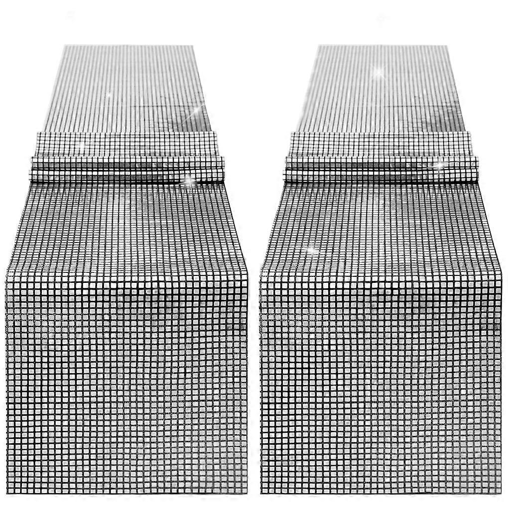 2 Pieces Polyester Table Runner Solid Color Glossy Disco Themed Home Restaurant Dining Table Flag Decor Ornament