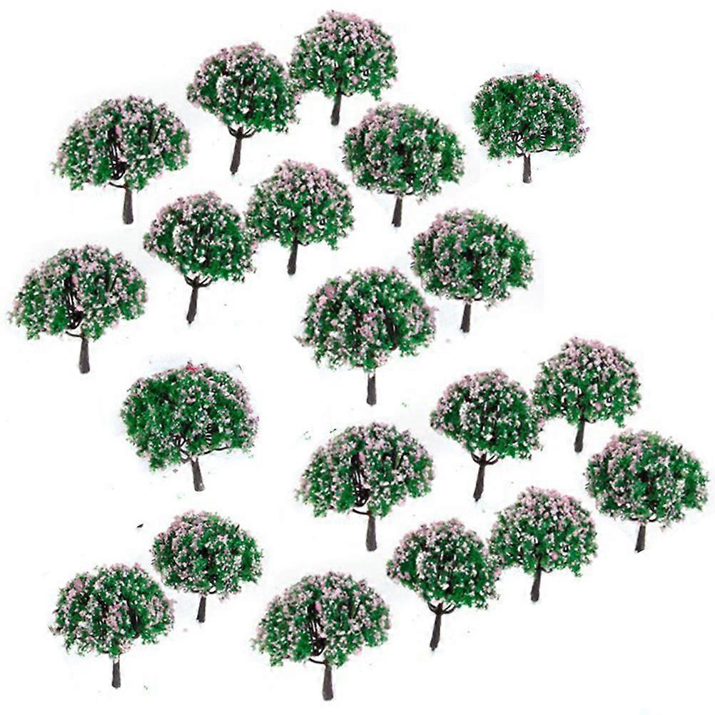 Sand Table Model Tree Scenery Tree Model with Pink Flowers 20Pcs