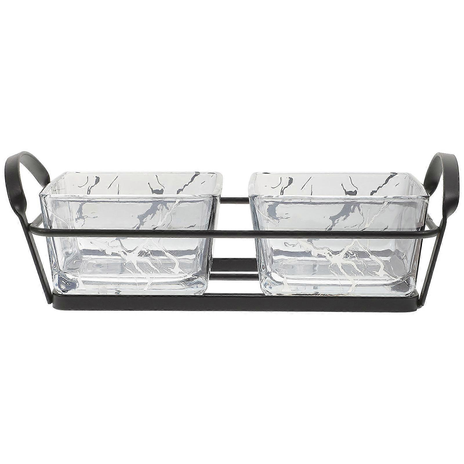 Serving Dish Bowls with Tray For Fruits Snacks and Desserts Nordic Luxurious Style 22.5X10X7cm Easy to Clean and Wear-resistant 2 Sets
