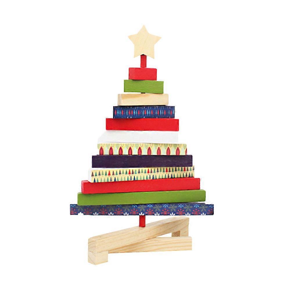 Wooden Christmas Ornaments Desktop Tree Decor for 2Pcs Rotating Christmas Theme