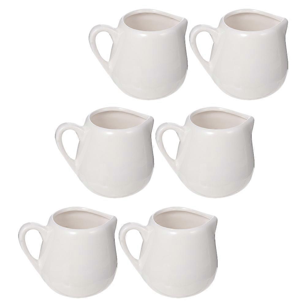 Small Sauce Jugs 6Pcs White Ceramic Sauce Dispensing Containers For General Users Simple Style