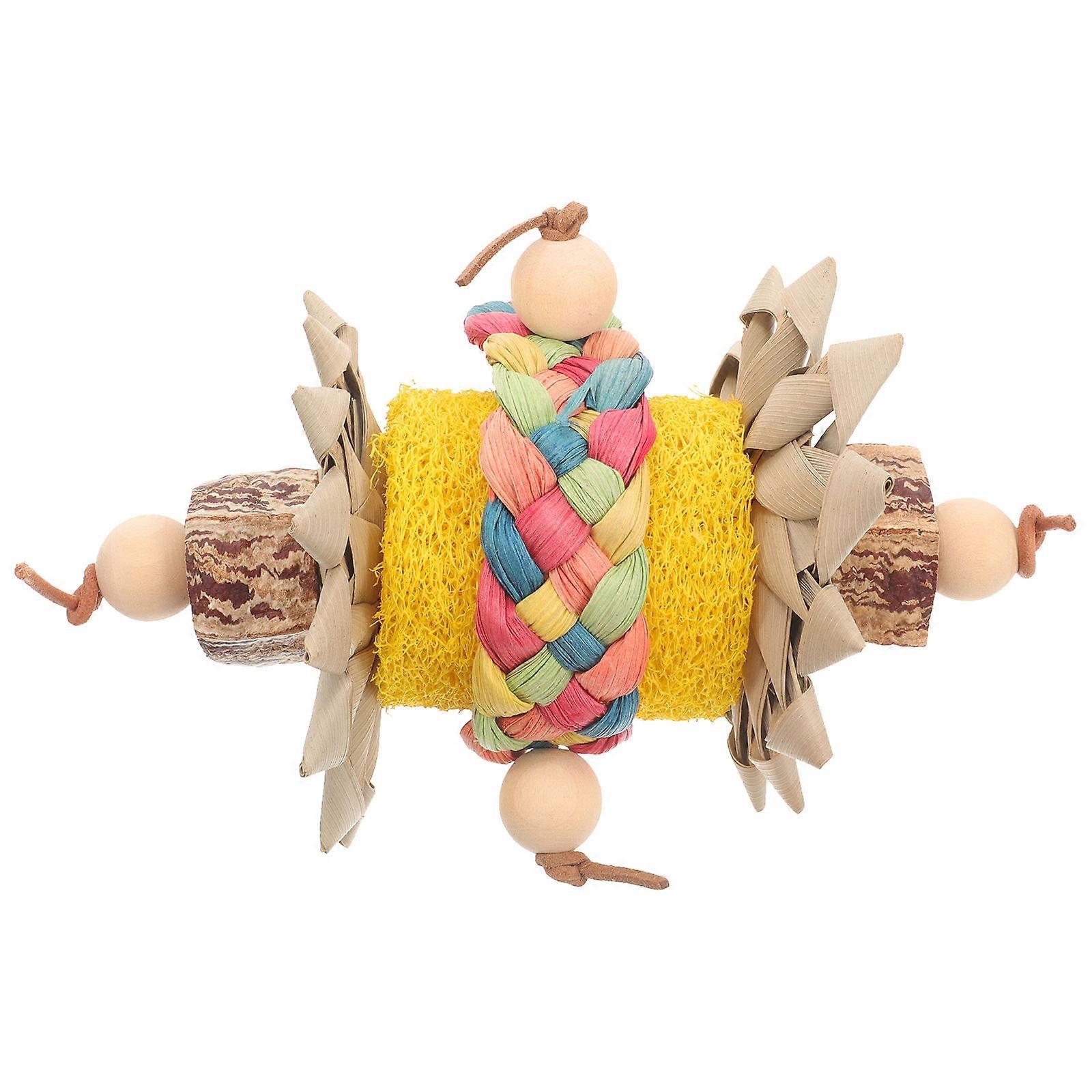 Parrot Biting Toy Bird Chew Loofah Toy 3Pcs for Cage Use
