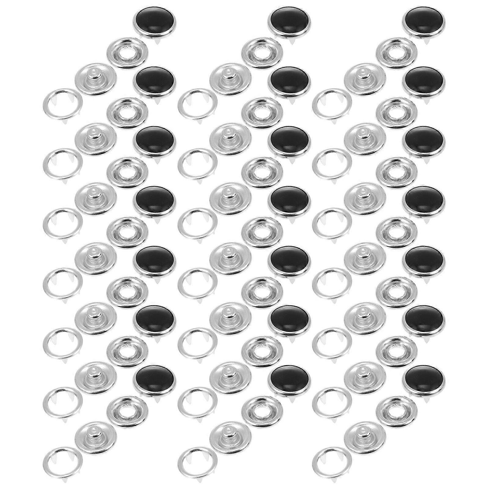 Snap Fasteners Kit 50Sets Black Alloy Material Versatile Craft Use for DIY Use