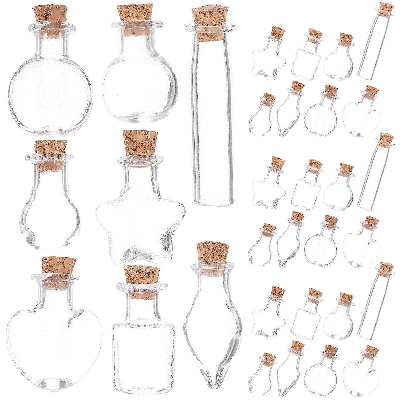 Mini Transparent Glass Wishing Bottles Storage Container Craft Enthusiasts 48Pcs