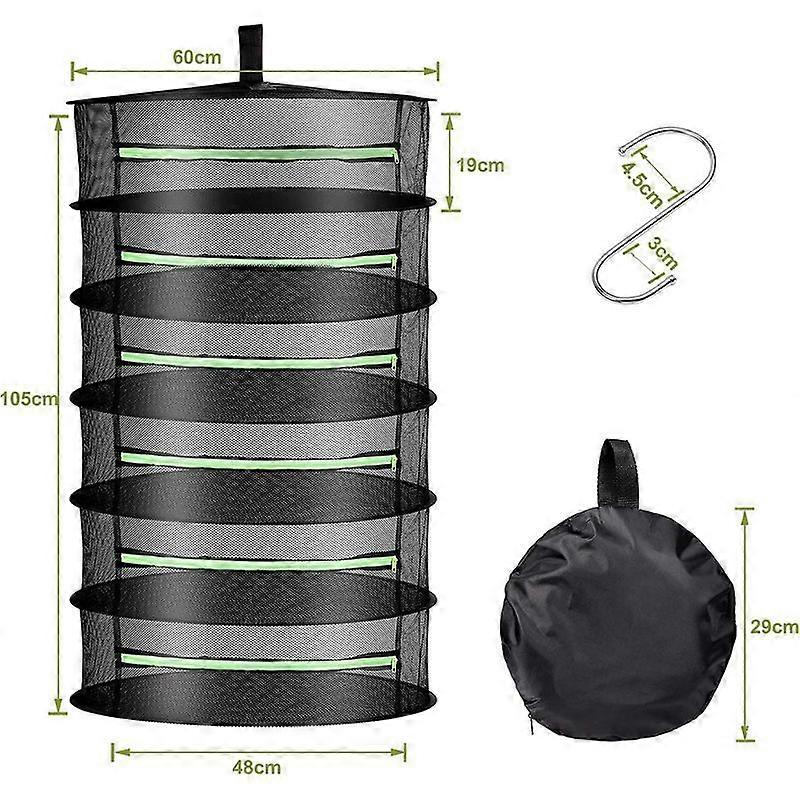 Minglan Foldable Hanging Drying Net 6 Layers Drying Basket Large Drying Net Storage Tent Bud Plant Drying with Hydroponic Secateurs, Hook and Carabine