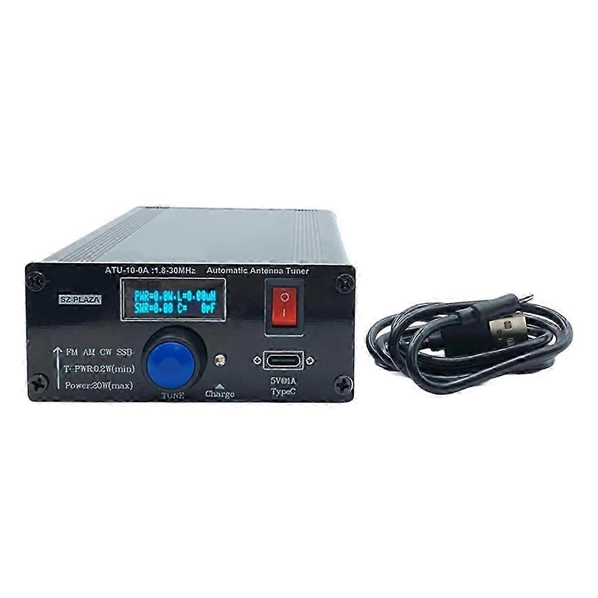 ATU-10-0A Shortwave Automatic Antenna Tuner 20W 1.8-30MHz Shortwave Power Meter with Type-C Cable S