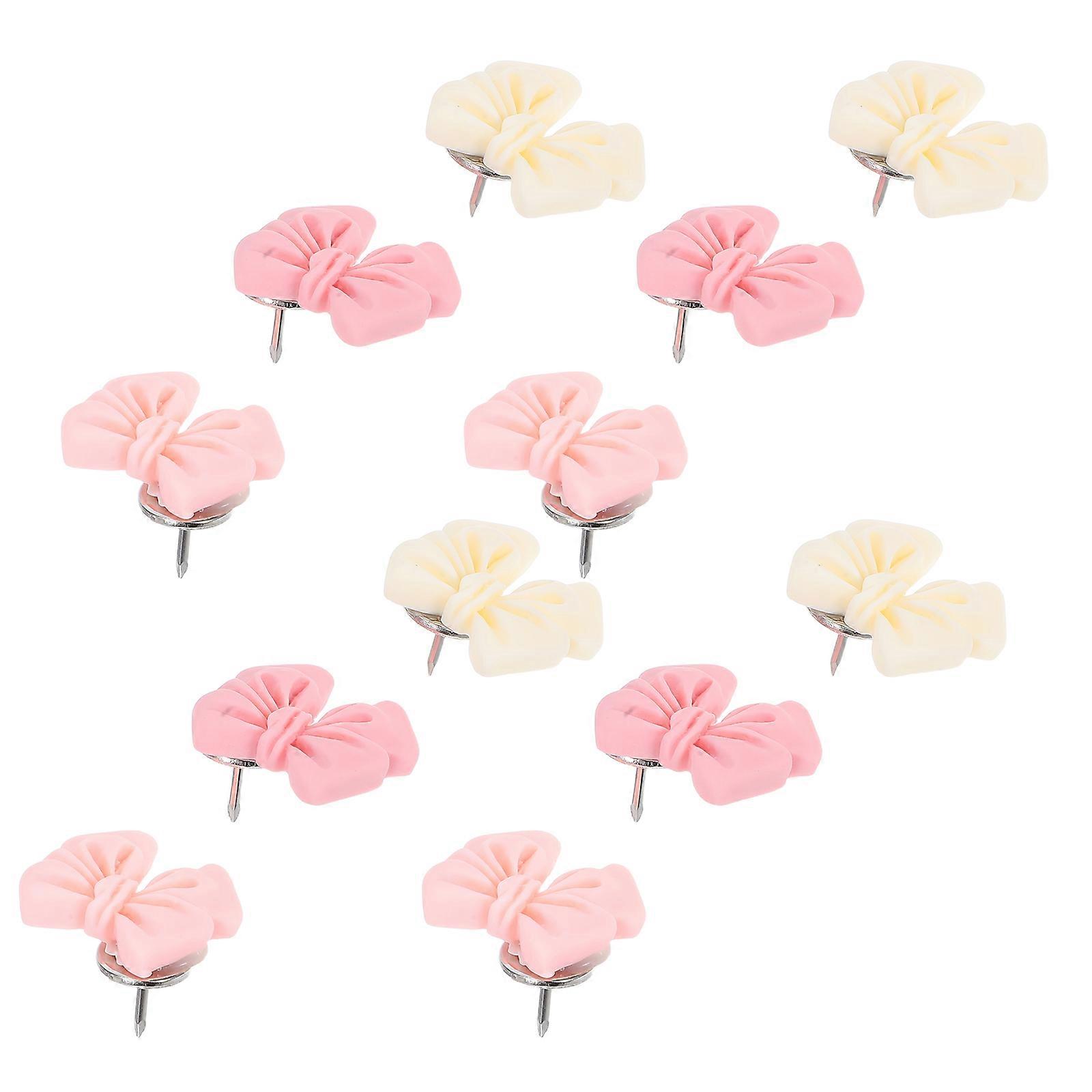 Assorted Color Bow Push Pin for Office Organization 30Pcs Resin Craft Accessories