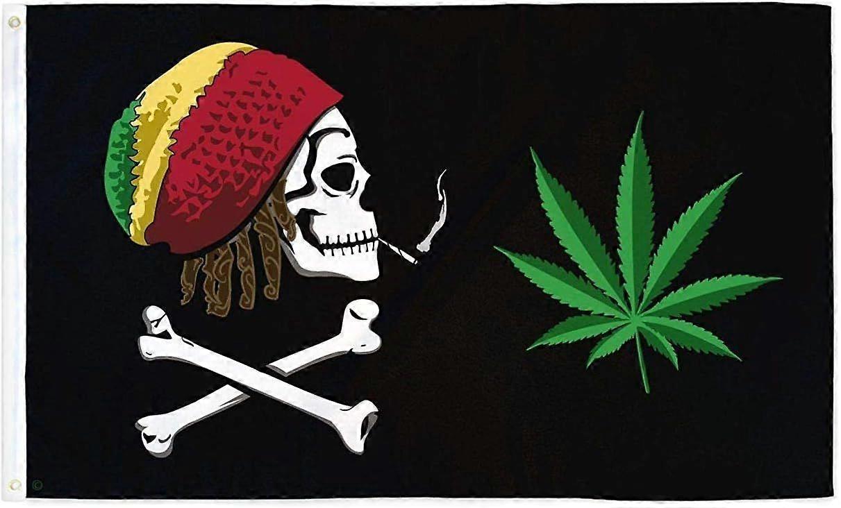 Rasta Crossbones Flag QI 0513