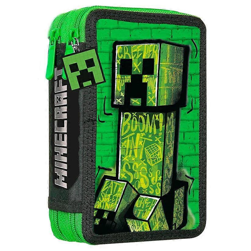 Minecraft double pencil case, durable material, zipper