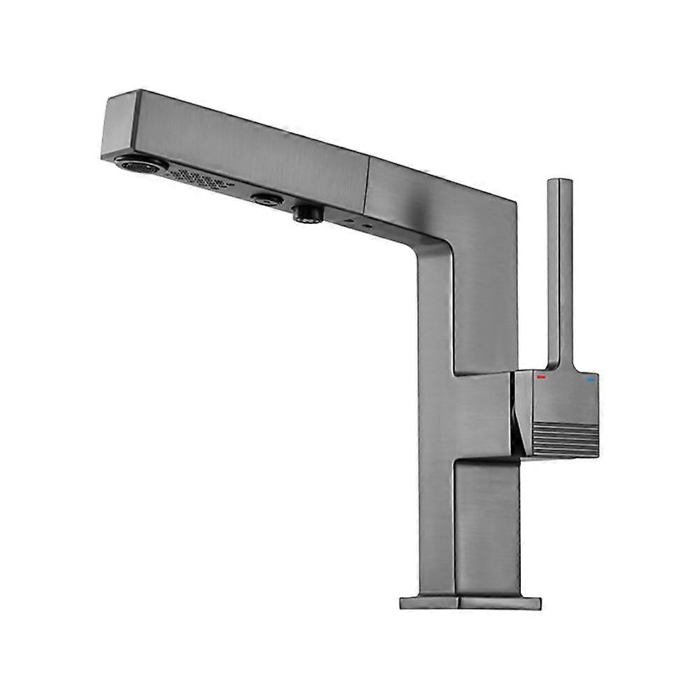 Bathroom Faucet Single Handle Pull Out Spray Single Hole Basin Faucet Pull Down Sink Faucet Gun Grey