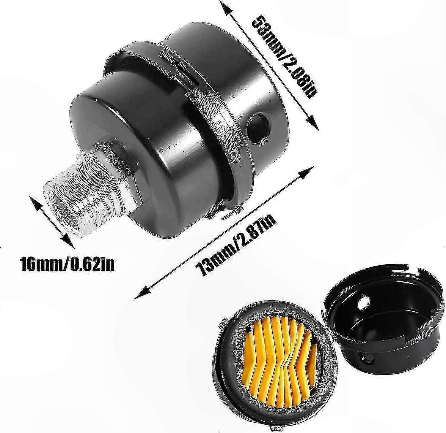 Black Metal Threaded Air Compressor Intake Filter Muffler