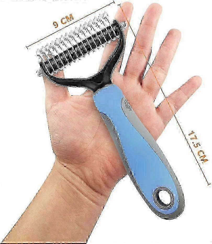 Safety Comb for Cats and Dogs Designed to Remove Loose Undercoat Mats Tangles and Knots with a Double-Sided Undercoat Rake miao7