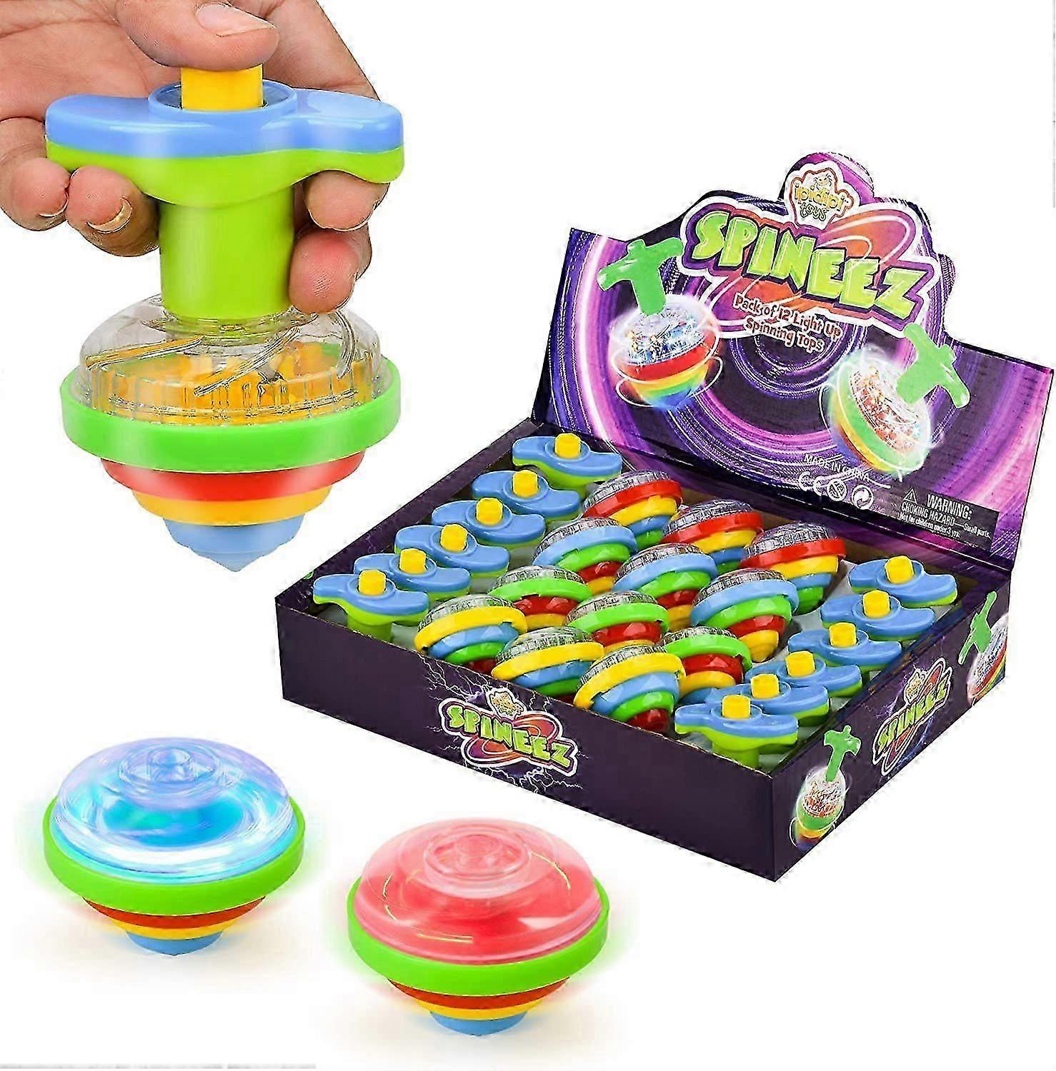 子供のためのスピニングトップをライトアップ、12パック、点滅するLEDライト付きのUFOスピナーのおもちゃ、楽しい誕生日パーティーの好意、男の子と女の子のためのギフトバッグフィラー。
