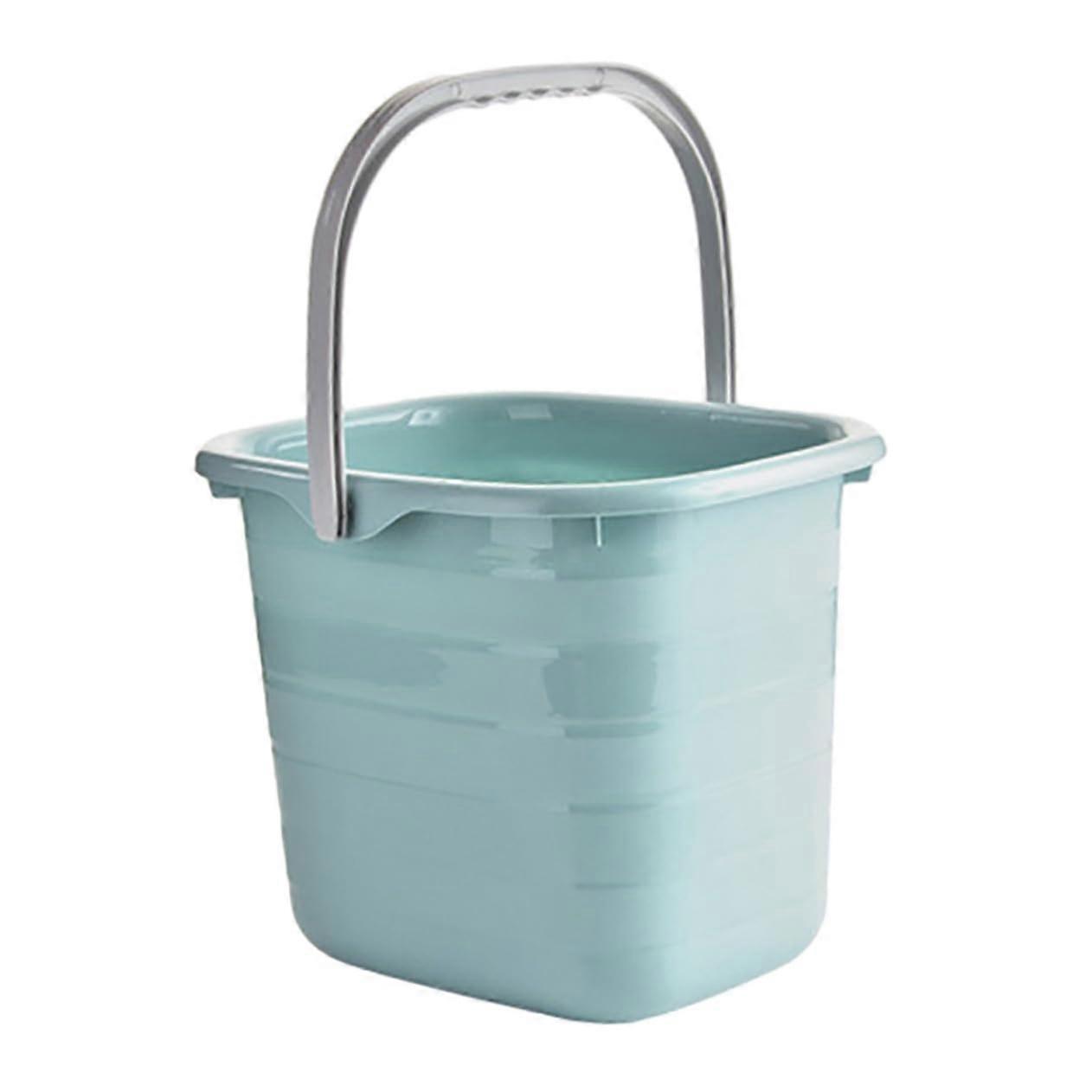 Blue Plastic Bucket With Handle Multipurpose Water Container For Home And Farm Cleaning And Storage Comfortable Grip