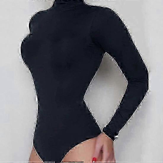Sexy Women's Turtleneck Bodysuit Underwears Solid Rompers Polyester Warm One-piece