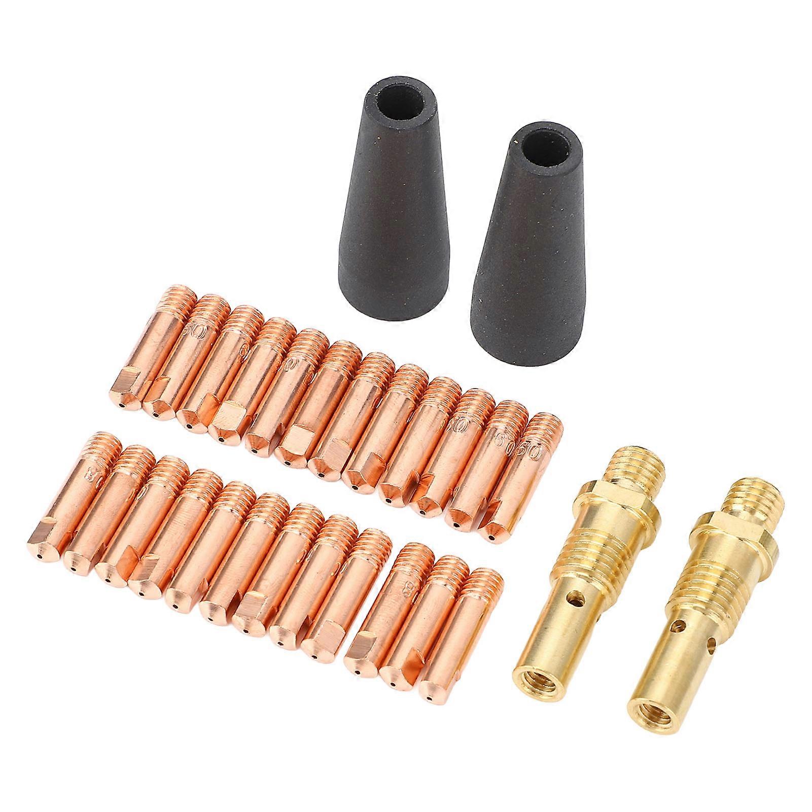 28 Pcs Set Flux Core Gasless Nozzle Brass Gas Diffuser and 0.031in 0.035in Tips for Magnum 100L 