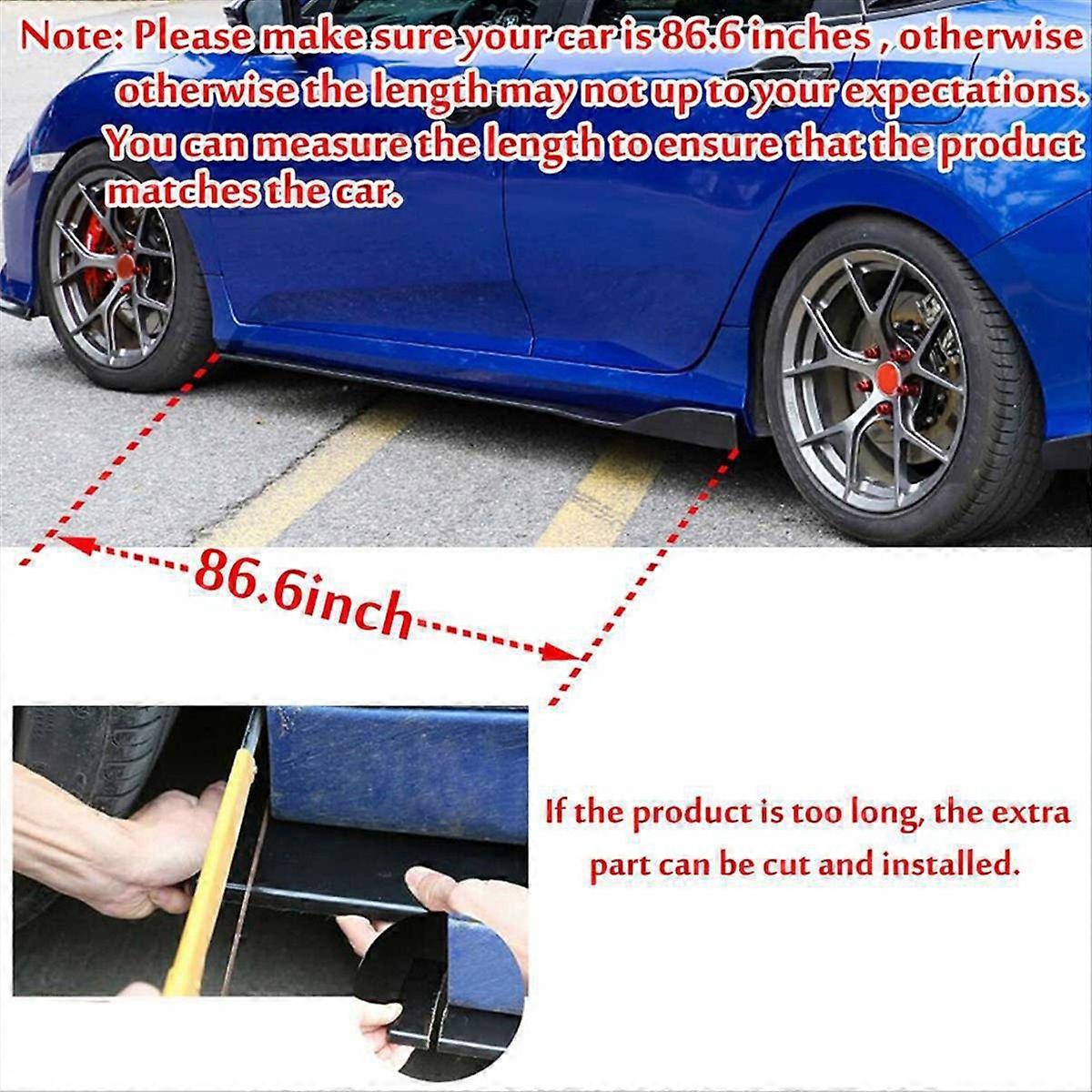 1 Set of 2.2M Small Anti-Collision Spoiler Four-Section Combined Side Skirt Modification Part Univer