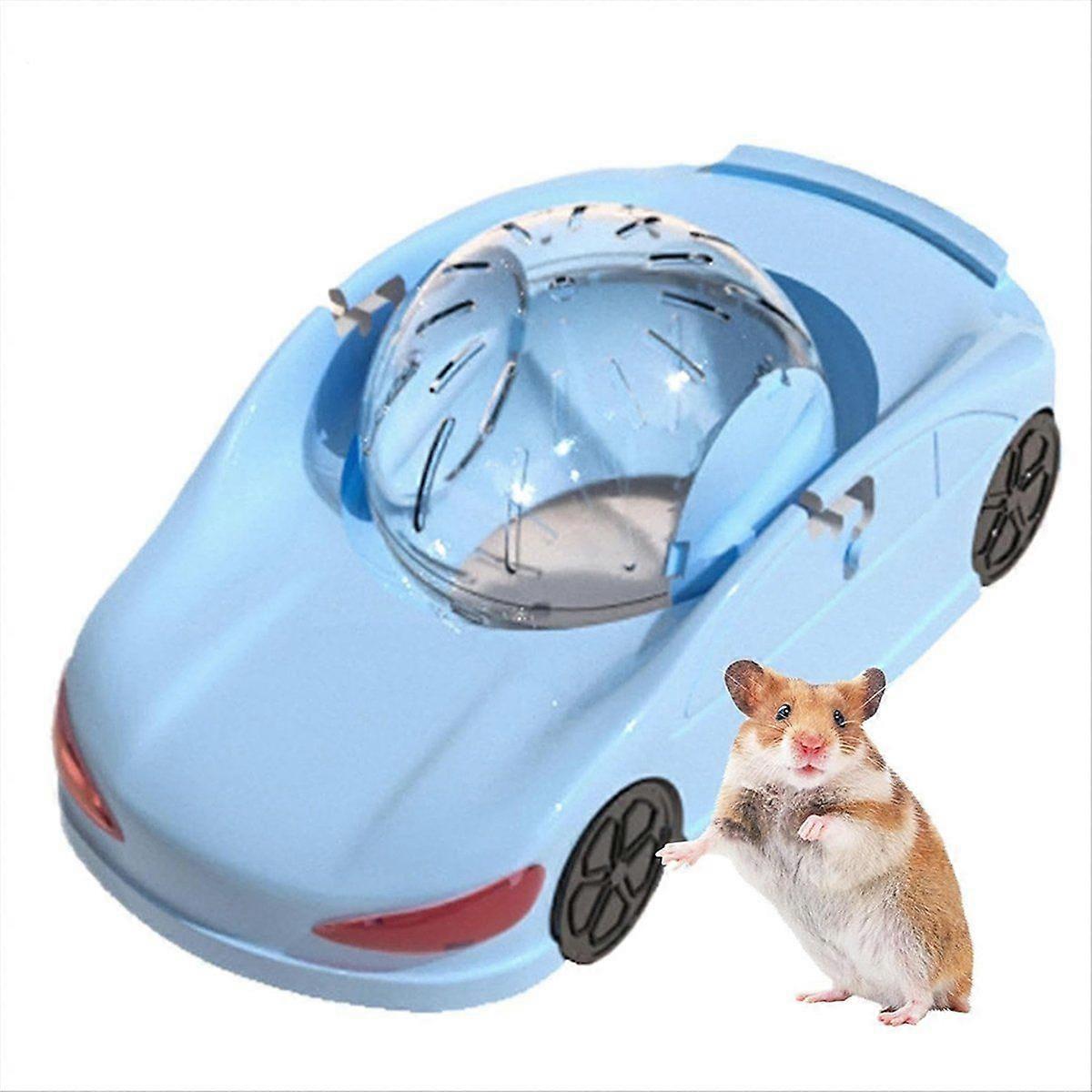 רכב צעצוע גלגל כושר שקט לחיות מחמד קטנות, כדור ריצה אוגר כדור שקוף מצחיק, כחול