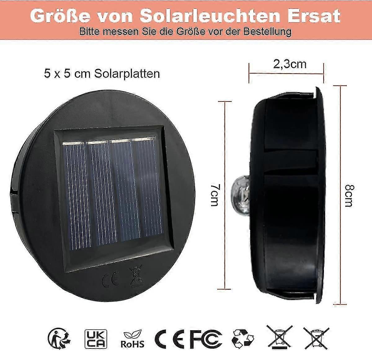 2 pack 8cm diameter ersättning sollampor