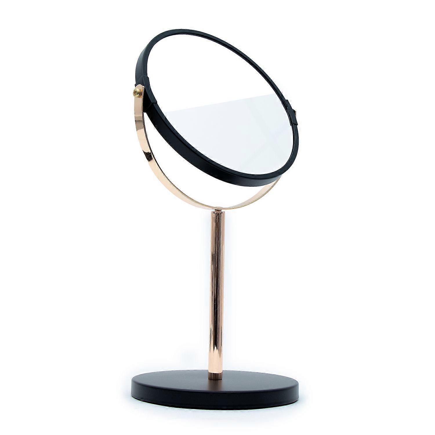 Make-up mirror Table mirror in black - 16.9 cm diameter - Double-sided cosmetic mirror with 1x and 5x magnification 360 degrees rotatable with anti-scratch coating