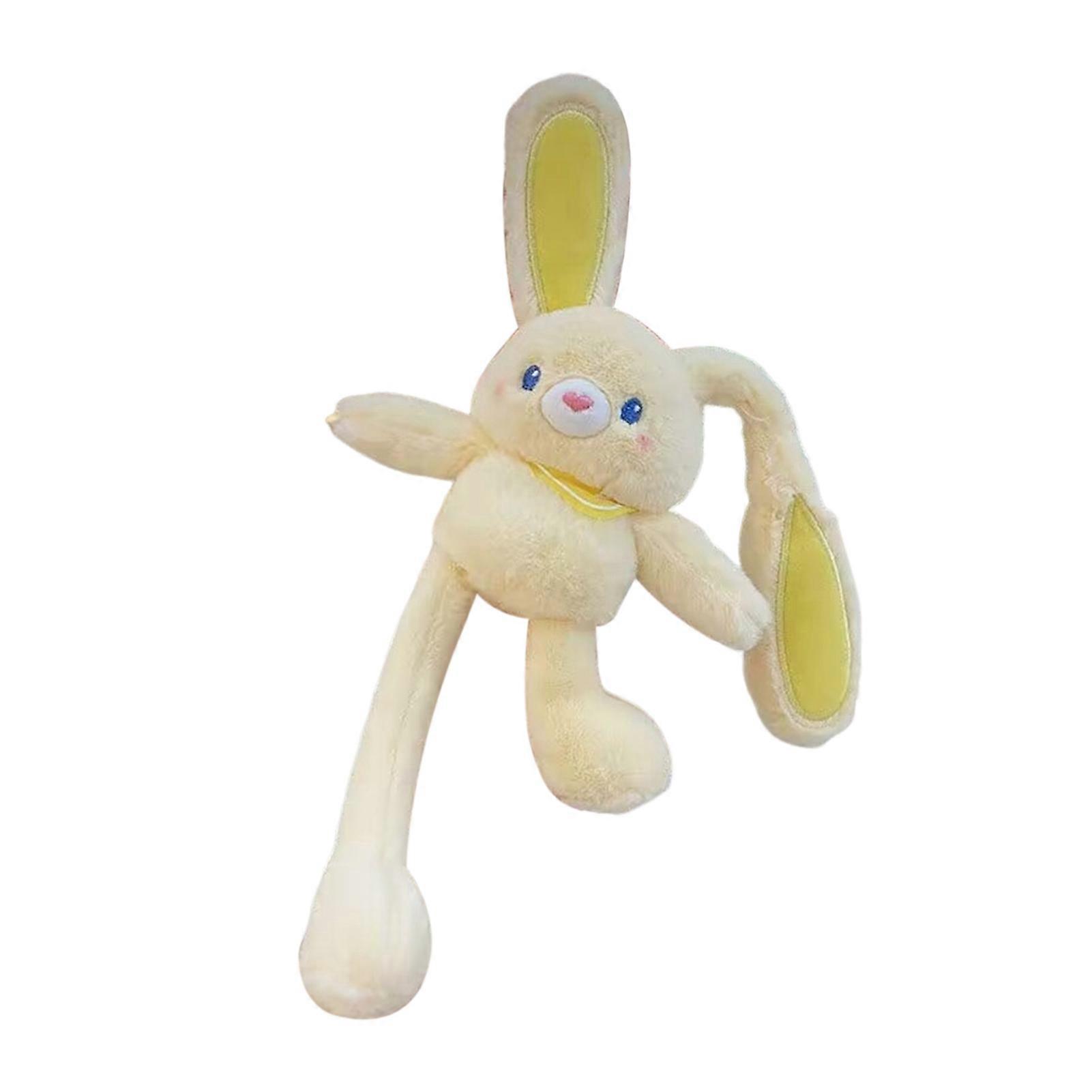 Easter Pull-Up Bunny Toy 11.4" Rabbit Plush Keychain Funny Pull-Out Rabbit Pendant Interactive Colorful Stuffed Animal Toy for Birthdays
