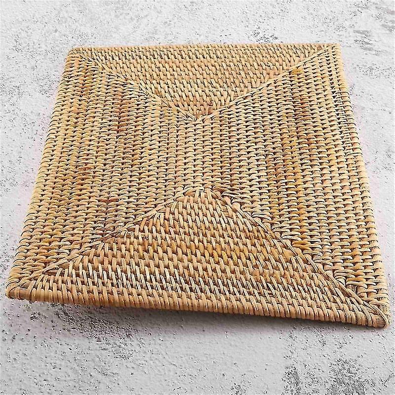 2 pcs Tapis de table Sets de table en rotin antidérapants Table à manger Tapis de table tissés résistants à la chaleur Isolation Tapis résistants à la chaleur