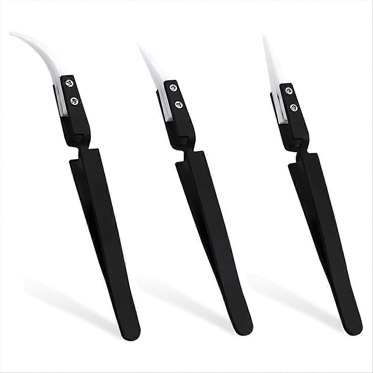 3Pcs Precision Ceramic Reverse Tweezers