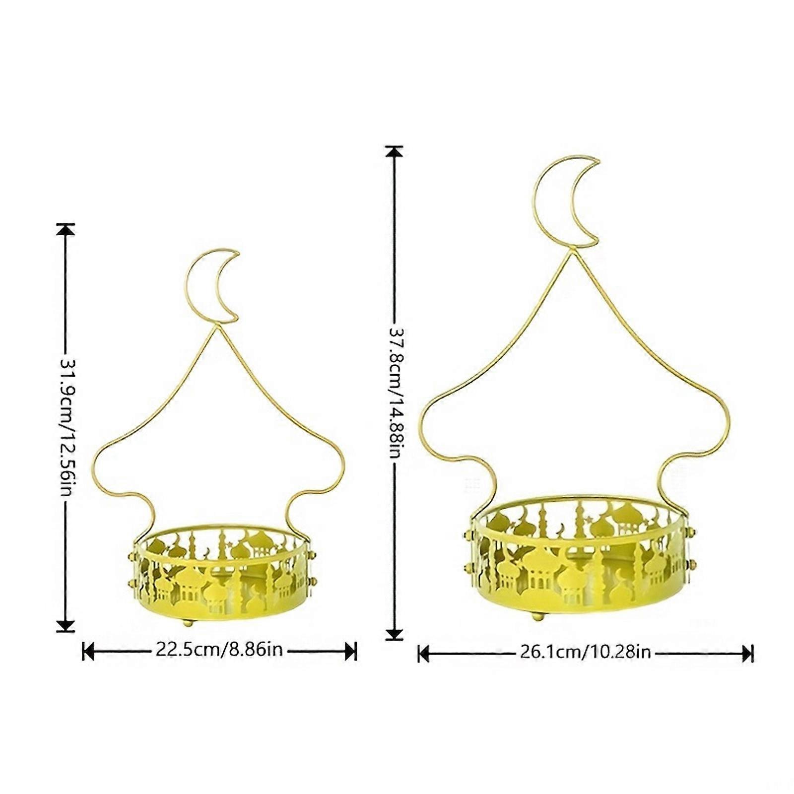 Pack Of 2 Golden Iron Serving Trays For Middle Eastern Festival Dining And  Home Decors Display