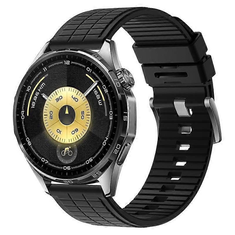 Square Texture Solid Color Fluororubber Watch Band 22mm