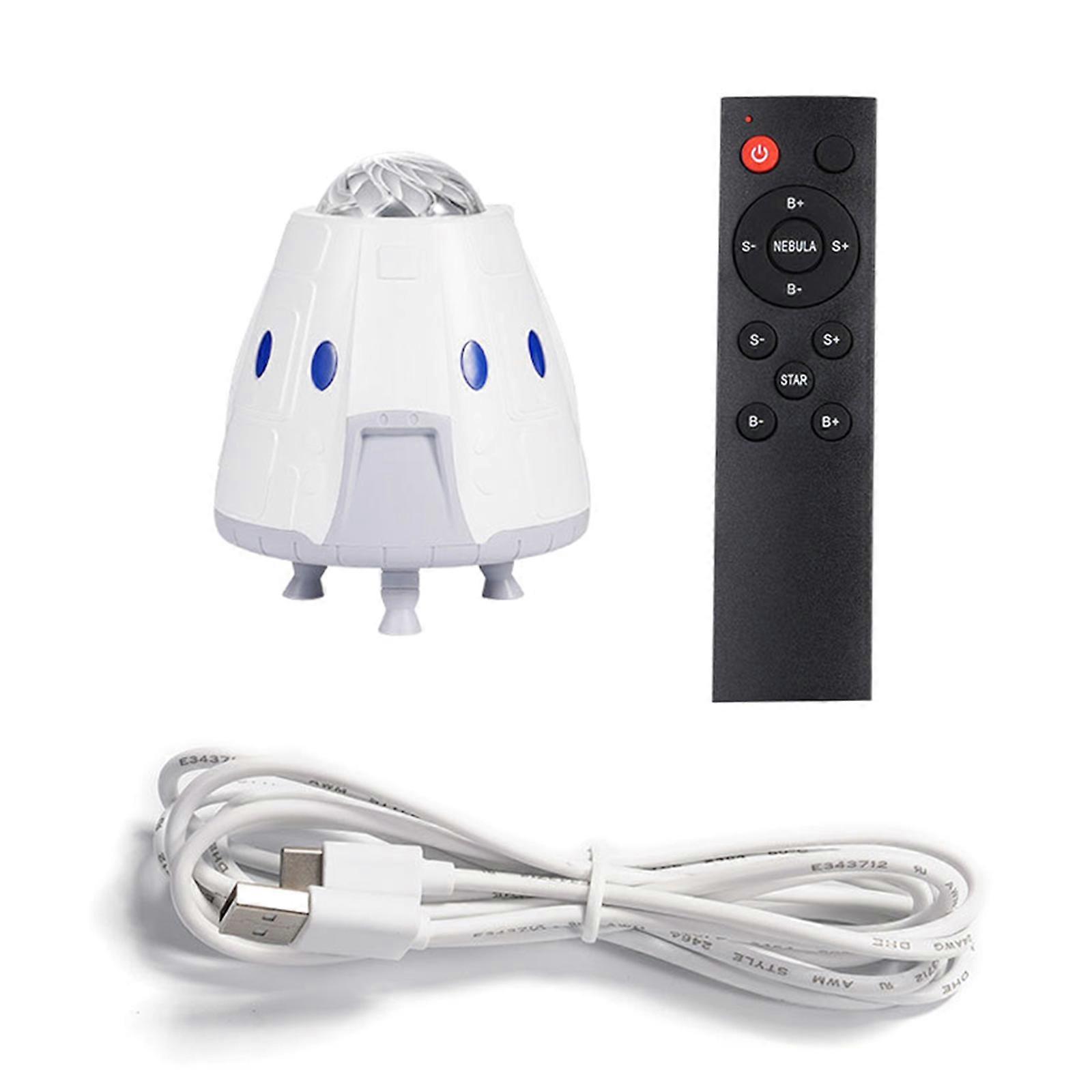 Small Starry Projector with Bluetooth-compatible Speaker & Remote Controlled Effects Simple Operate for Bedroom Cinema  space white
