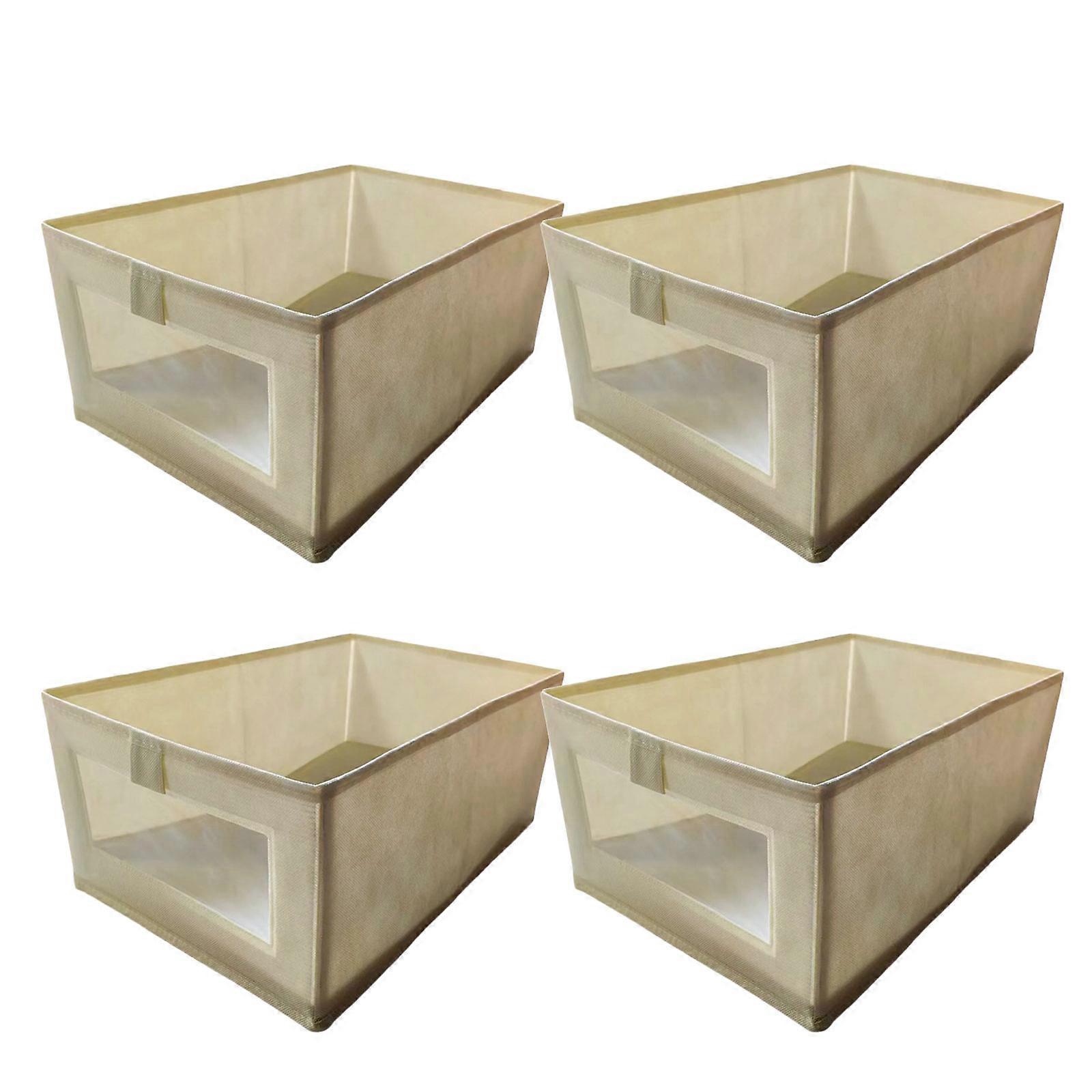 Pack Of 4 Space Saving Linen Storage Containers for Home and Dorm Room Use Clothing Boxes Breathable Fabric Bins Multicolor