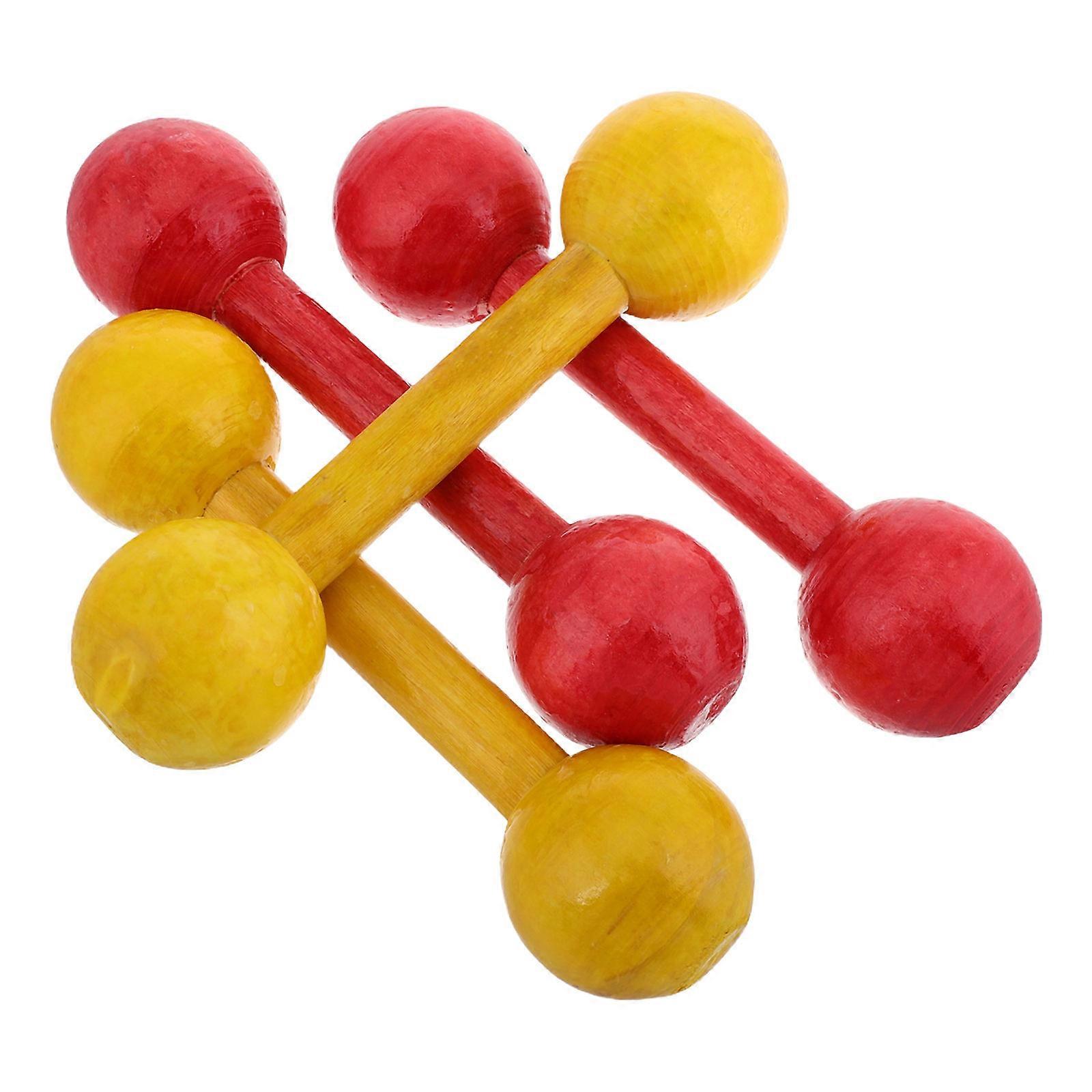 Children's Dumbbells Exercise Equipment Wooden Dumbbells On-the-Go Use Red 18X5X5CM Portable Design 4 Pcs